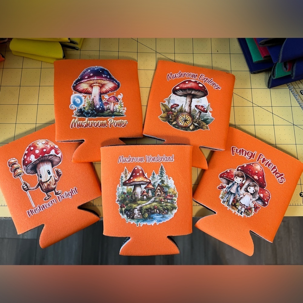 Set of 5 Hand Pressed Drink Coozies, BN!